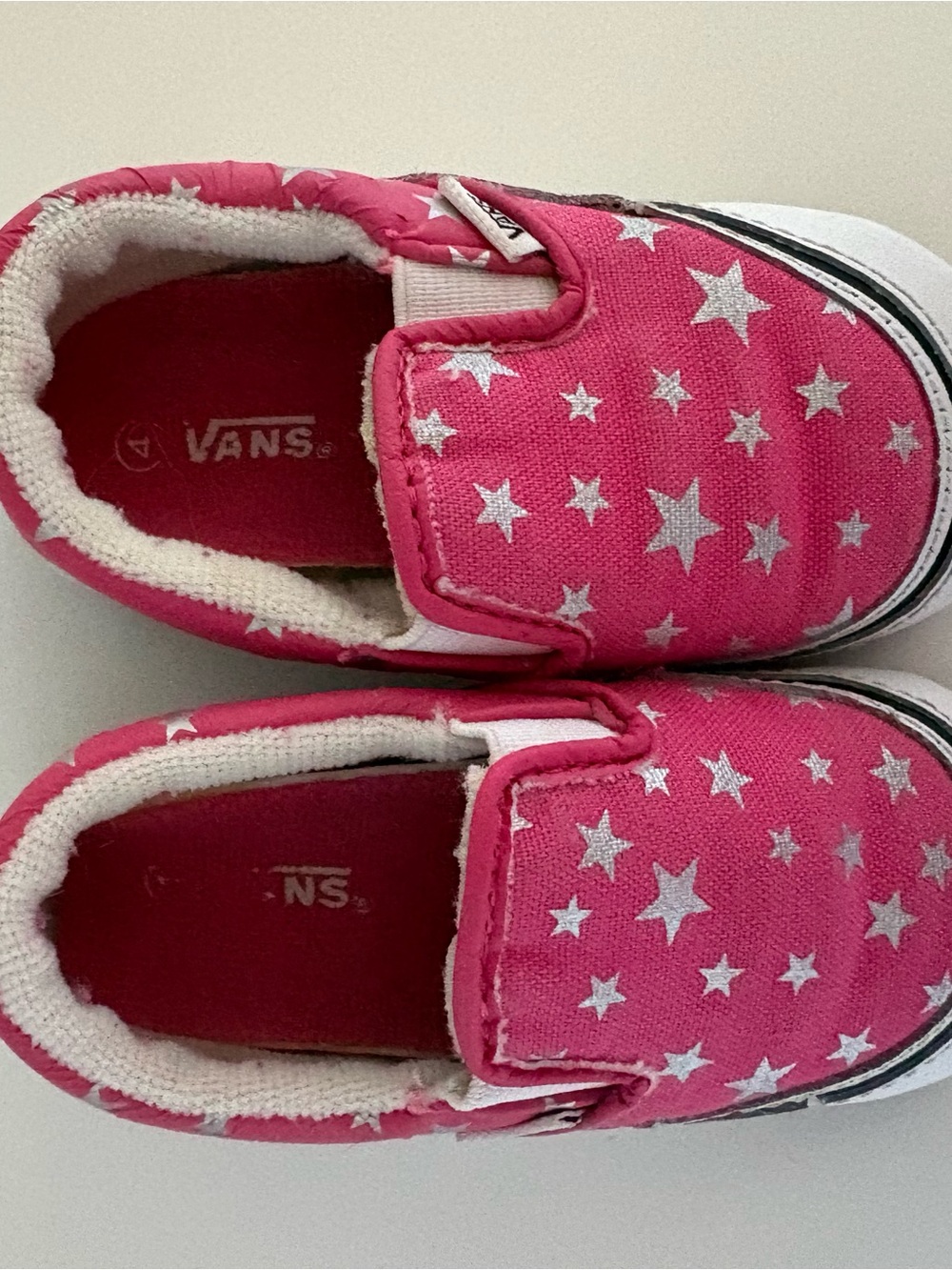 Vans Infant/Baby Slip-On Sneakers in Hot Pink with Silver Stars